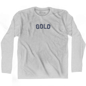 Gold Adult Cotton Long Sleeve T-shirt - Grey Heather