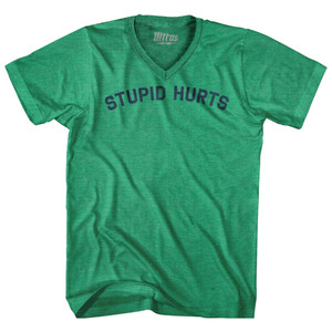 Stupid Hurts Adult Tri-Blend V-neck T-shirt - Kelly