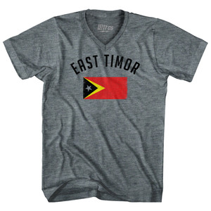 East Timor Country Flag Heritage Tri-Blend V-neck Womens Junior Cut T-shirt - Athletic Grey East Timor Country Flag Heritage Tri-Blend V-neck Womens Junior Cut T-shirt - Athletic Grey