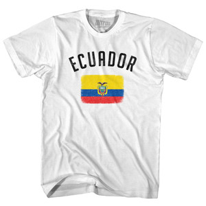 Ecuador Country Flag Heritage Womens Cotton Junior Cut T-Shirt - White Ecuador Country Flag Heritage Womens Cotton Junior Cut T-Shirt - White