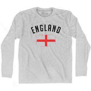 England Country Flag Heritage Adult Cotton Long Sleeve T-shirt - Grey Heather England Country Flag Heritage Adult Cotton Long Sleeve T-shirt - Grey Heather