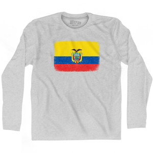 Ecuador Country Flag Adult Cotton Long Sleeve T-shirt - Grey Heather Ecuador Country Flag Adult Cotton Long Sleeve T-shirt - Grey Heather