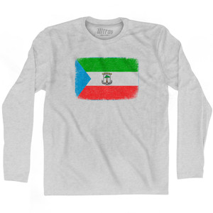 Equatorial Guinea Country Flag Adult Cotton Long Sleeve T-shirt - Grey Heather Equatorial Guinea Country Flag Adult Cotton Long Sleeve T-shirt - Grey Heather