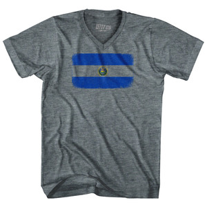 El Salvador Country Flag Adult Tri-Blend V-neck T-shirt - Athletic Grey El Salvador Country Flag Adult Tri-Blend V-neck T-shirt - Athletic Grey