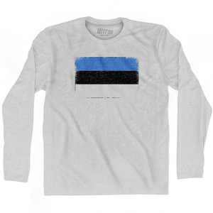 Estonia Country Flag Adult Cotton Long Sleeve T-shirt - Grey Heather Estonia Country Flag Adult Cotton Long Sleeve T-shirt - Grey Heather