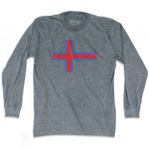 Faroe Islands Country Flag Adult Tri-Blend Long Sleeve T-shirt - Athletic Grey Faroe Islands Country Flag Adult Tri-Blend Long Sleeve T-shirt - Athletic Grey