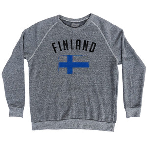 Finland Country Flag Heritage Adult Tri-Blend Sweatshirt - Athletic Grey