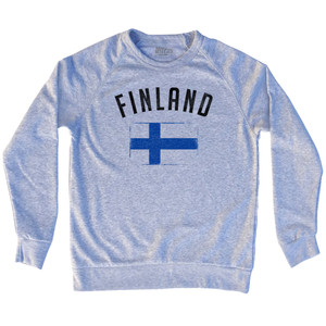 Finland Country Flag Heritage Adult Tri-Blend Sweatshirt - Heather Grey