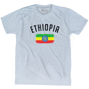 Ethiopia Country Flag Heritage Adult Tri-Blend T-shirt - Athletic White Ethiopia Country Flag Heritage Adult Tri-Blend T-shirt - Athletic White