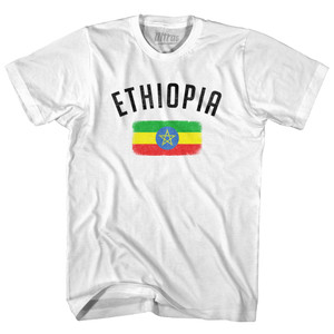 Ethiopia Country Flag Heritage Youth Cotton T-shirt - White Ethiopia Country Flag Heritage Youth Cotton T-shirt - White