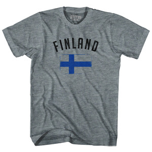 Finland Country Flag Heritage Womens Tri-Blend Junior Cut T-Shirt - Athletic Grey
