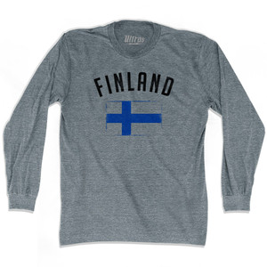 Finland Country Flag Heritage Adult Tri-Blend Long Sleeve T-shirt - Athletic Grey Finland Country Flag Heritage Adult Tri-Blend Long Sleeve T-shirt - Athletic Grey