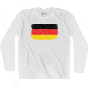 Germany Country Flag Adult Cotton Long Sleeve T-shirt - White