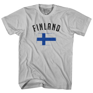 Finland Country Flag Heritage Adult Cotton T-shirt - Cool Grey Finland Country Flag Heritage Adult Cotton T-shirt - Cool Grey