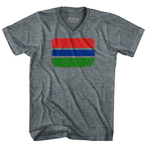 Gambia Country Flag Tri-Blend V-neck Womens Junior Cut T-shirt - Athletic Grey