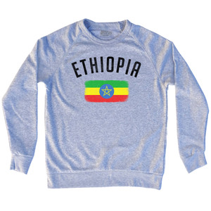 Ethiopia Country Flag Heritage Adult Tri-Blend Sweatshirt - Heather Grey Ethiopia Country Flag Heritage Adult Tri-Blend Sweatshirt - Heather Grey