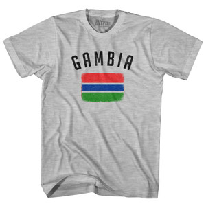 Gambia Country Flag Heritage Womens Cotton Junior Cut T-Shirt - Grey Heather