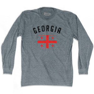 Georgia Country Flag Heritage Adult Tri-Blend Long Sleeve T-shirt - Athletic Grey Georgia Country Flag Heritage Adult Tri-Blend Long Sleeve T-shirt - Athletic Grey