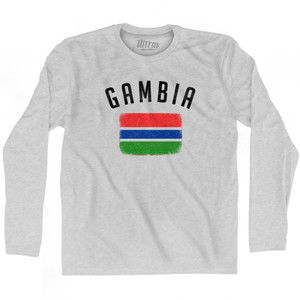 Gambia Country Flag Heritage Adult Cotton Long Sleeve T-shirt - Grey Heather Gambia Country Flag Heritage Adult Cotton Long Sleeve T-shirt - Grey Heather