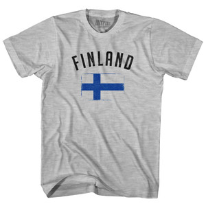 Finland Country Flag Heritage Adult Cotton T-shirt - Grey Heather Finland Country Flag Heritage Adult Cotton T-shirt - Grey Heather