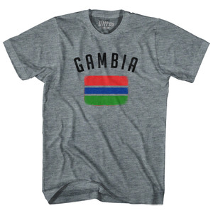 Gambia Country Flag Heritage Youth Tri-Blend T-shirt - Athletic Grey