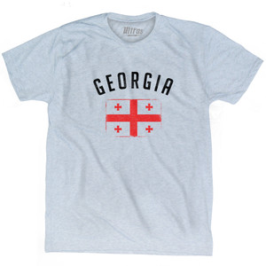 Georgia Country Flag Heritage Adult Tri-Blend T-shirt - Athletic White Georgia Country Flag Heritage Adult Tri-Blend T-shirt - Athletic White
