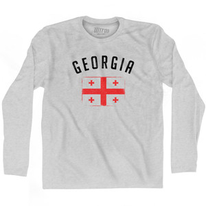 Georgia Country Flag Heritage Adult Cotton Long Sleeve T-shirt - Grey Heather Georgia Country Flag Heritage Adult Cotton Long Sleeve T-shirt - Grey Heather
