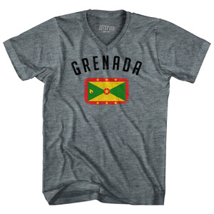 Grenada Country Flag Heritage Tri-Blend V-neck Womens Junior Cut T-shirt - Athletic Grey Grenada Country Flag Heritage Tri-Blend V-neck Womens Junior Cut T-shirt - Athletic Grey