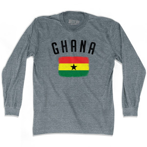 Ghana Country Flag Heritage Adult Tri-Blend Long Sleeve T-shirt - Athletic Grey Ghana Country Flag Heritage Adult Tri-Blend Long Sleeve T-shirt - Athletic Grey