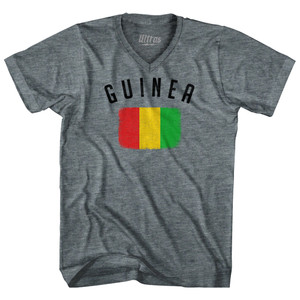 Guinea Country Flag Heritage Tri-Blend V-neck Womens Junior Cut T-shirt - Athletic Grey Guinea Country Flag Heritage Tri-Blend V-neck Womens Junior Cut T-shirt - Athletic Grey