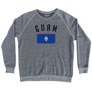 Guam Country Flag Heritage Adult Tri-Blend Sweatshirt - Athletic Grey