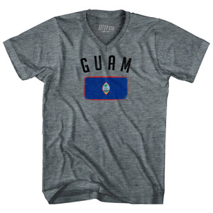 Guam Country Flag Heritage Adult Tri-Blend V-neck T-shirt - Athletic Grey Guam Country Flag Heritage Adult Tri-Blend V-neck T-shirt - Athletic Grey