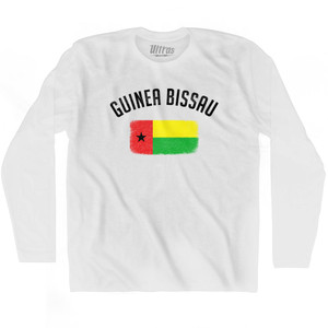 Guinea Bissau Country Flag Heritage Adult Cotton Long Sleeve T-shirt - White Guinea Bissau Country Flag Heritage Adult Cotton Long Sleeve T-shirt - White