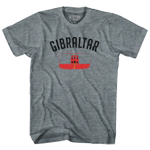 Gibraltar Country Flag Heritage Womens Tri-Blend Junior Cut T-Shirt - Athletic Grey