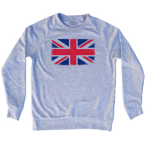 Great Britain Country Flag Adult Tri-Blend Sweatshirt - Heather Grey