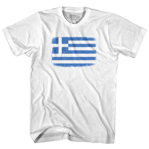 Greece Country Flag Adult Cotton T-shirt - White Greece Country Flag Adult Cotton T-shirt - White