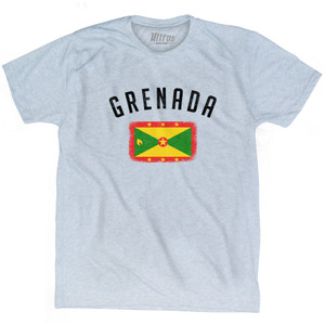 Grenada Country Flag Heritage Adult Tri-Blend T-shirt - Athletic White Grenada Country Flag Heritage Adult Tri-Blend T-shirt - Athletic White