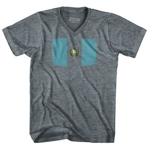 Guatemala Country Flag Adult Tri-Blend V-neck T-shirt - Athletic Grey Guatemala Country Flag Adult Tri-Blend V-neck T-shirt - Athletic Grey