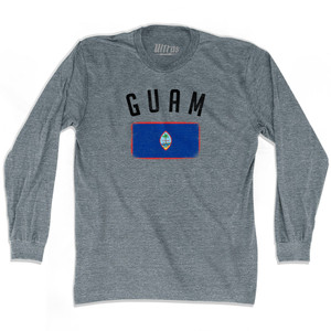 Guam Country Flag Heritage Adult Tri-Blend Long Sleeve T-shirt - Athletic Grey Guam Country Flag Heritage Adult Tri-Blend Long Sleeve T-shirt - Athletic Grey