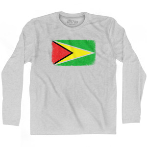 Guyana Country Flag Adult Cotton Long Sleeve T-shirt - Grey Heather Guyana Country Flag Adult Cotton Long Sleeve T-shirt - Grey Heather