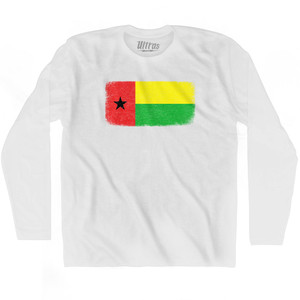 Guinea Bissau Country Flag Adult Cotton Long Sleeve T-shirt - White Guinea Bissau Country Flag Adult Cotton Long Sleeve T-shirt - White
