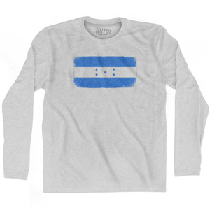 Honduras Country Flag Adult Cotton Long Sleeve T-shirt - Grey Heather Honduras Country Flag Adult Cotton Long Sleeve T-shirt - Grey Heather