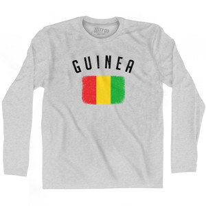 Guinea Country Flag Heritage Adult Cotton Long Sleeve T-shirt - Grey Heather Guinea Country Flag Heritage Adult Cotton Long Sleeve T-shirt - Grey Heather