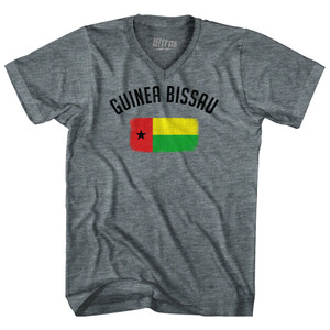 Guinea Bissau Country Flag Heritage Adult Tri-Blend V-neck T-shirt - Athletic Grey Guinea Bissau Country Flag Heritage Adult Tri-Blend V-neck T-shirt - Athletic Grey