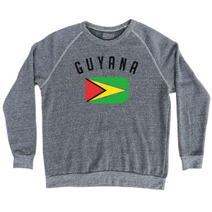 Guyana Country Flag Heritage Adult Tri-Blend Sweatshirt - Athletic Grey