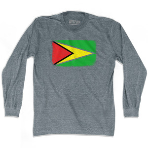 Guyana Country Flag Adult Tri-Blend Long Sleeve T-shirt - Athletic Grey Guyana Country Flag Adult Tri-Blend Long Sleeve T-shirt - Athletic Grey