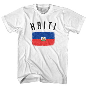 Haiti Country Flag Heritage Womens Cotton Junior Cut T-Shirt - White Haiti Country Flag Heritage Womens Cotton Junior Cut T-Shirt - White