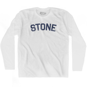 Stone Adult Cotton Long Sleeve T-Shirt - White