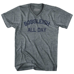 Bobsleigh All Day Adult Tri-Blend V-neck T-shirt - Athletic Grey