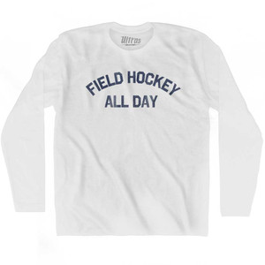Field Hockey All Day Adult Cotton Long Sleeve T-shirt - White